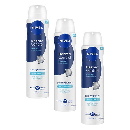 NIVEA Deodorant Derma Control Defend 250mL Pack of 3