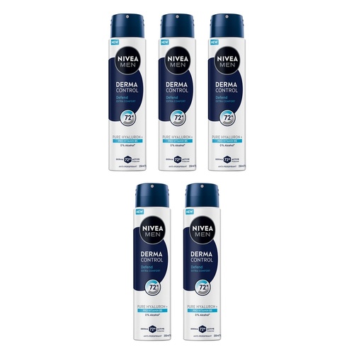 NIVEA Men Derma Control Defend Aerosol 250mL Pack of 5