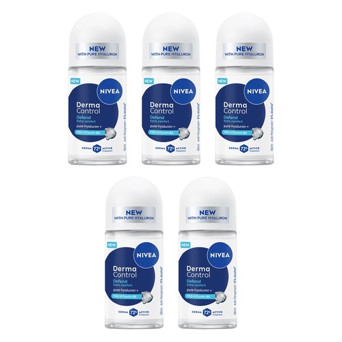 NIVEA Derma Control Defend Roll On 50mL Pack of 5