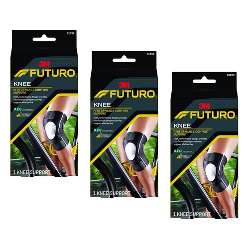 Futuro Performance Comfort Knee Support Adjustable Pack of 3