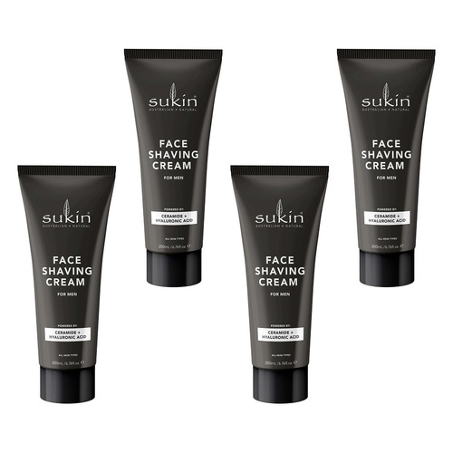 Sukin Men's Shaving Cream 200mL x 6 Bundle of 4
