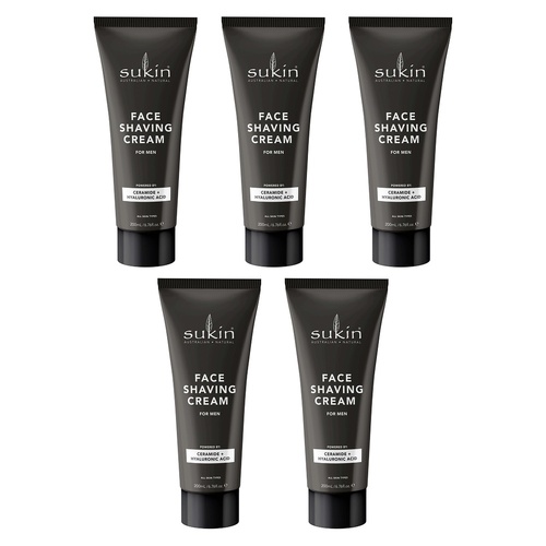 Sukin Men's Shaving Cream 200mL x 6 Bundle of 5