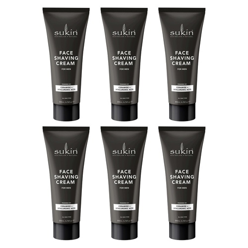Sukin Men's Shaving Cream 200mL x 6 Bundle of 6