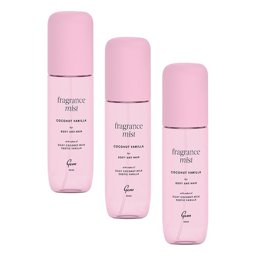 GEM Coconut Vanilla Fragrance Mist 90mL Pack of 3