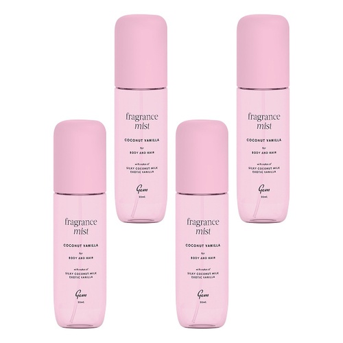 GEM Coconut Vanilla Fragrance Mist 90mL Pack of 4