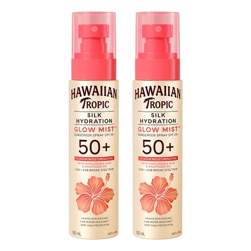 Hawaiian Tropic Silk Hydration Glow Mist Sunscreen Spray SPF50+ 100mL Pack of 2