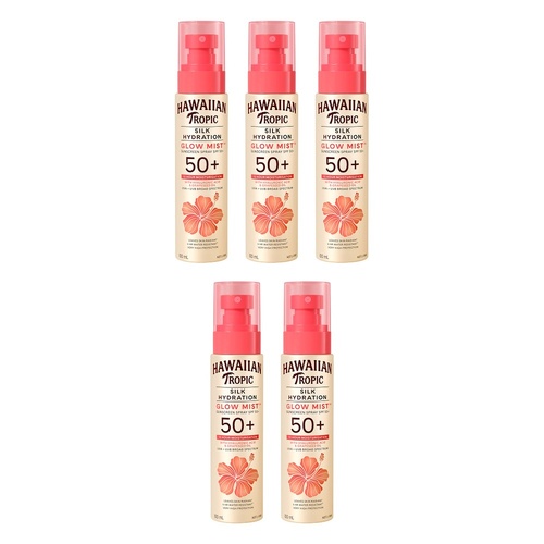 Hawaiian Tropic Silk Hydration Glow Mist Sunscreen Spray SPF50+ 100mL Pack of 5