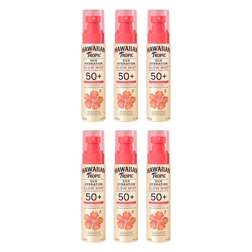 Hawaiian Tropic Silk Hydration Glow Mist Sunscreen Spray SPF50+ 100mL Pack of 6