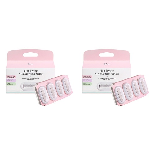 Gem Skin-Loving 5-Blade Razor Refills 4 Pack Bundle of 2