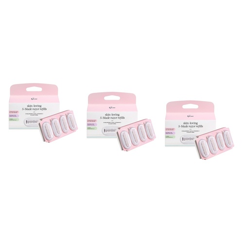 Gem Skin-Loving 5-Blade Razor Refills 4 Pack Bundle of 3