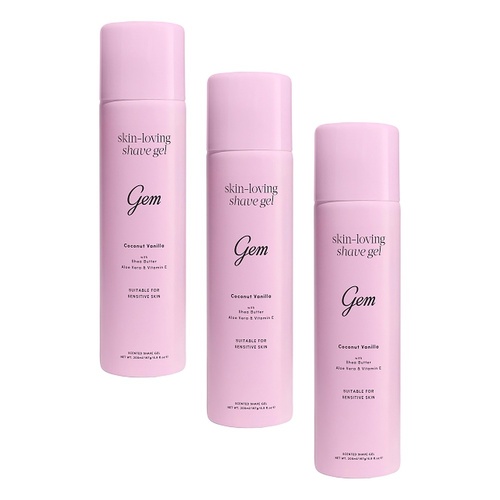 Gem Skin-Loving Shave Gel Coconut Vanilla 195g Pack of 3