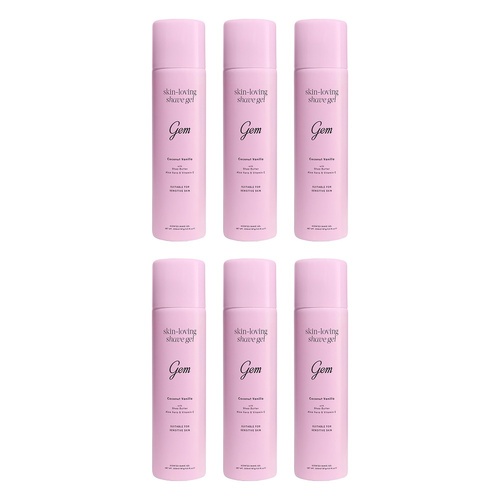Gem Skin-Loving Shave Gel Coconut Vanilla 195g Pack of 6