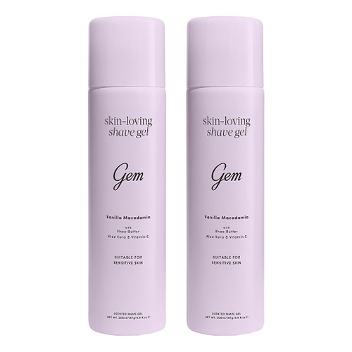 Gem Skin-Loving Shaving Gel Vanilla Macadamia 195g Pack of 2