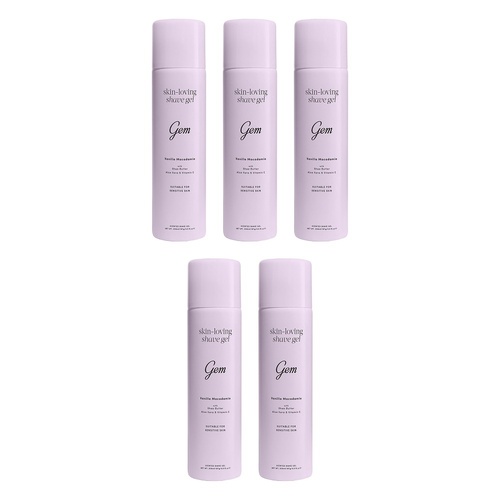 Gem Skin-Loving Shaving Gel Vanilla Macadamia 195g Pack of 5