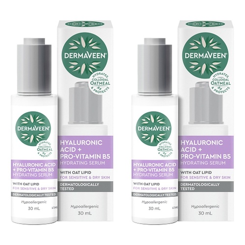 DermaVeen Hyaluronic Acid + Pro-Vitamin B5 Hydrating Serum 30mL Pack of 2