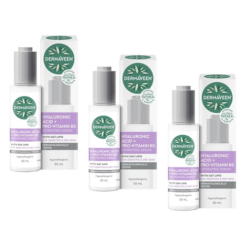 DermaVeen Hyaluronic Acid + Pro-Vitamin B5 Hydrating Serum 30mL Pack of 3