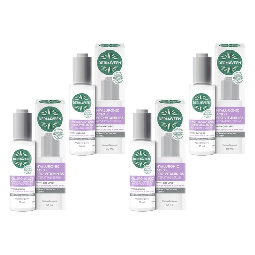 DermaVeen Hyaluronic Acid + Pro-Vitamin B5 Hydrating Serum 30mL Pack of 4