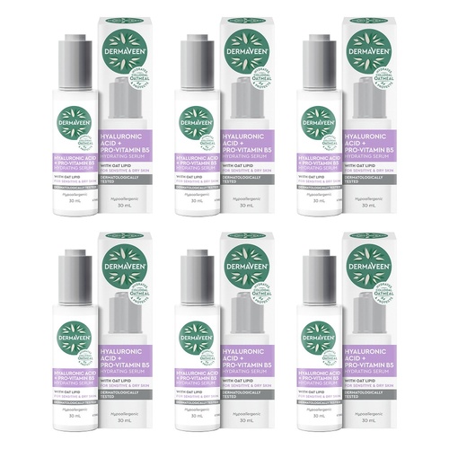 DermaVeen Hyaluronic Acid + Pro-Vitamin B5 Hydrating Serum 30mL Pack of 6