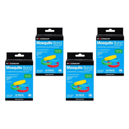 Mozziegear Adults Mosquito Band 10 Pack Bundle of 4