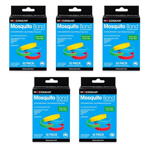 Mozziegear Adults Mosquito Band 10 Pack Bundle of 5