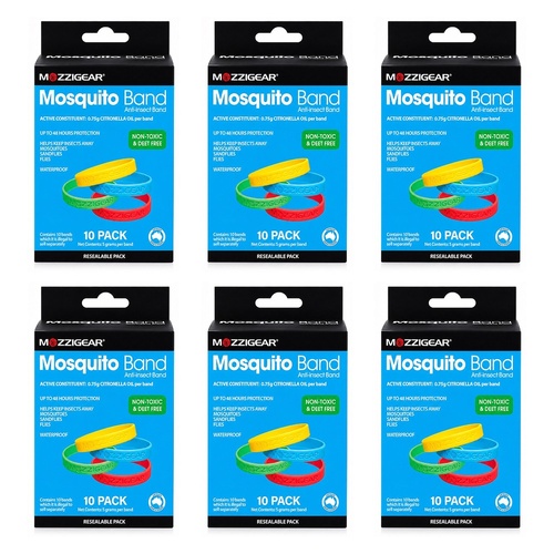 Mozziegear Adults Mosquito Band 10 Pack Bundle of 6