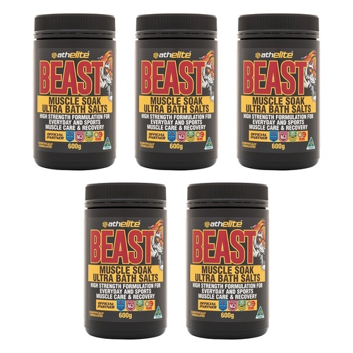 Athelite Beast Muscle Soak Ultra Bath Salts 600g Pack of 5