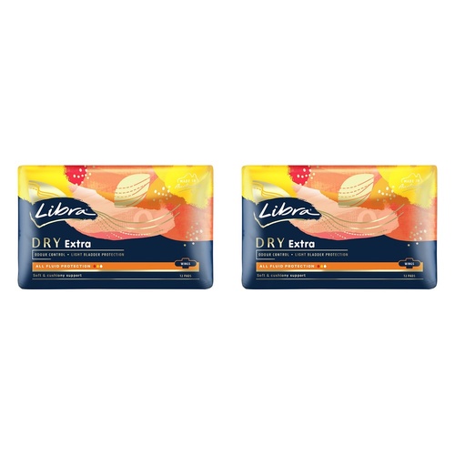 Libra Extra Dry Pads with Wings 12 Pack x 6 Bundle of 2