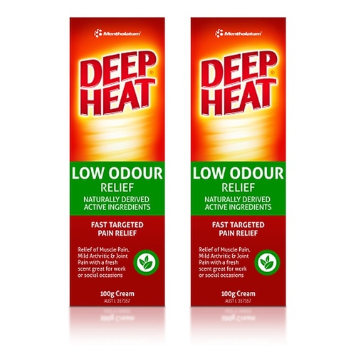 Deep Heat Low Odour Pain Relief Cream 100g Pack of 2