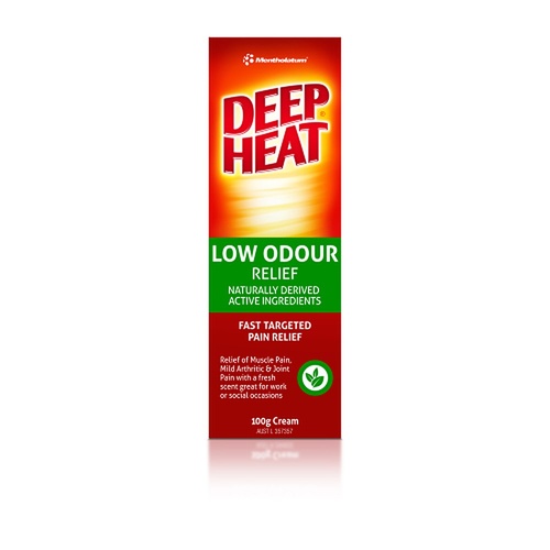 Deep Heat Low Odour Pain Relief Cream 100g