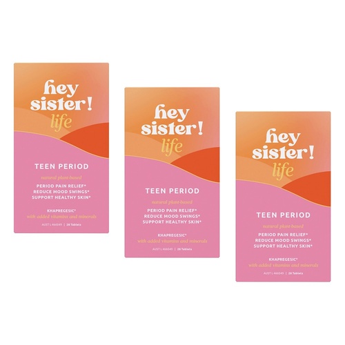 Hey Sister Life Teen Period Pain 28 Tablets Pack of 3