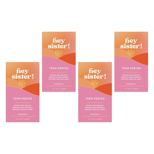 Hey Sister Life Teen Period Pain 28 Tablets Pack of 4