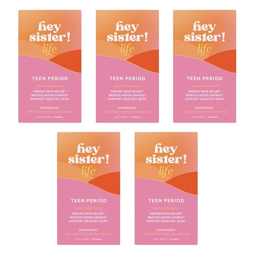 Hey Sister Life Teen Period Pain 28 Tablets Pack of 5