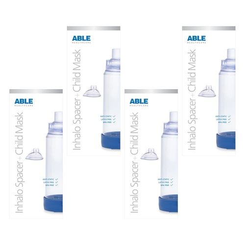 Able Inhalo Spacer with Child Mask Pack of 4