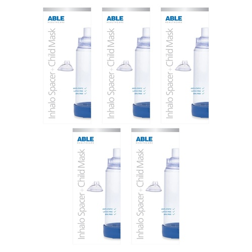 Able Inhalo Spacer with Child Mask Pack of 5
