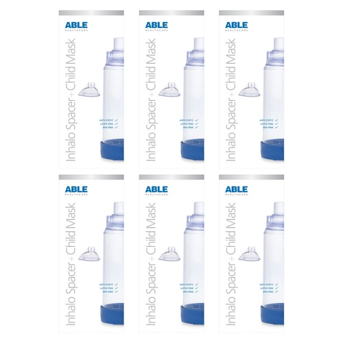 Able Inhalo Spacer with Child Mask Pack of 6