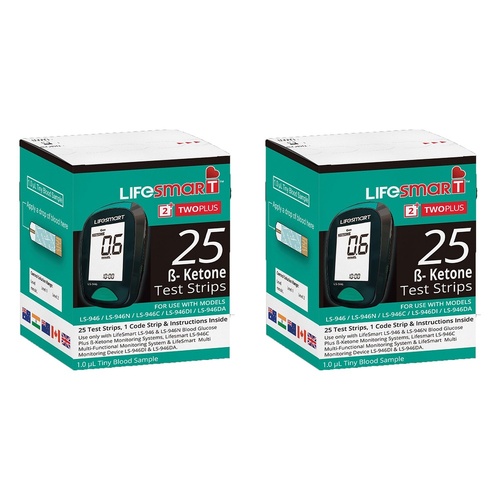 LifeSmart Ketone Test Strips 25 Pack Bundle of 2