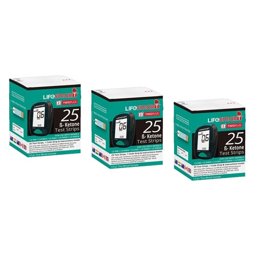 LifeSmart Ketone Test Strips 25 Pack Bundle of 3