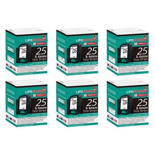 LifeSmart Ketone Test Strips 25 Pack Bundle of 6