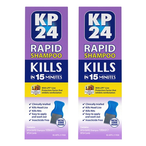 KP24 Rapid with LPF Head Lice Treatment 100mL Pack of 2
