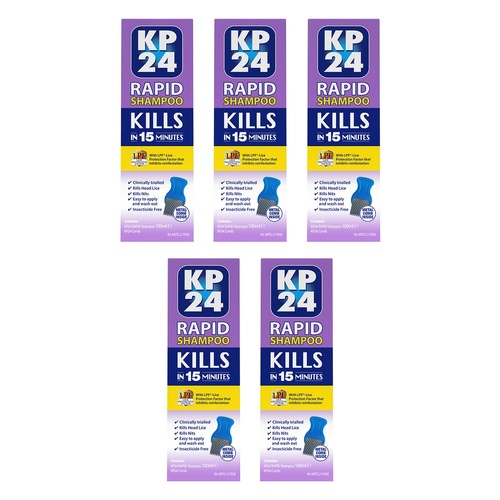 KP24 Rapid with LPF Head Lice Treatment 100mL Pack of 5