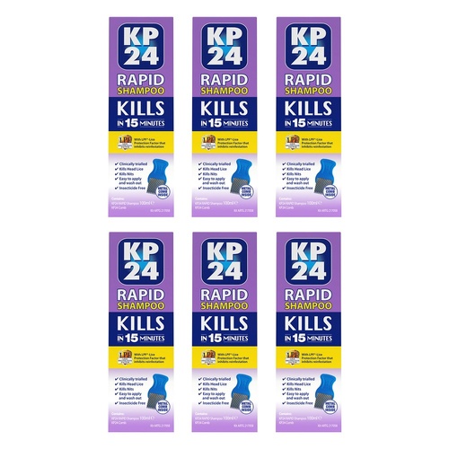KP24 Rapid with LPF Head Lice Treatment 100mL Pack of 6