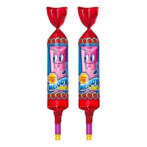 Chupa Chups Melody Pops Strawberry Lollipop 100g x 48 Bundle of 2
