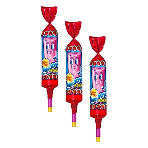 Chupa Chups Melody Pops Strawberry Lollipop 100g x 48 Bundle of 3