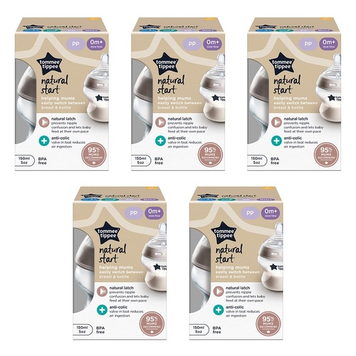 Tommee Tippee Natural Start Bottle 150mL Pack of 5