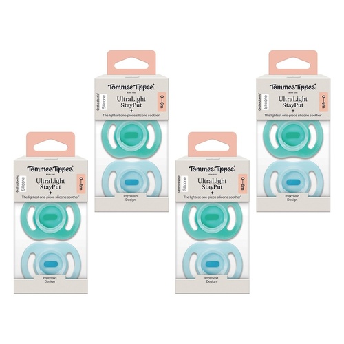 Tommee Tippee UltraLight StayPut Soother 0-6 Months 2 Pack Bundle of 4