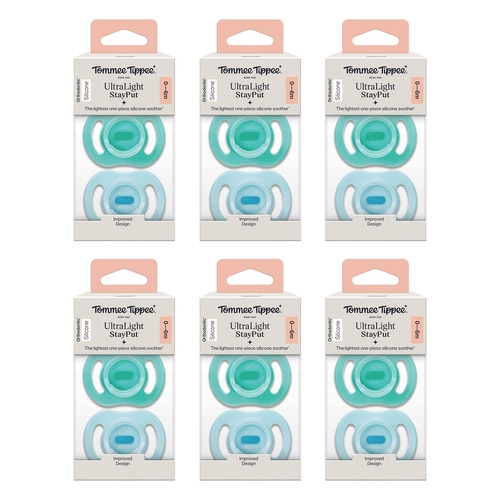 Tommee Tippee UltraLight StayPut Soother 0-6 Months 2 Pack Bundle of 6