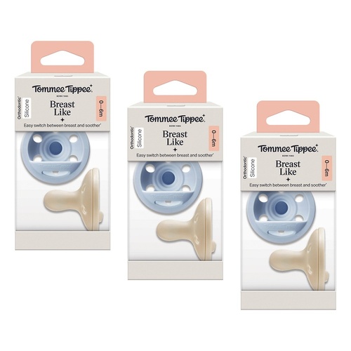 Tommee Tippee Breast-Like Soother 0-6m 2 Pack Bundle of 3