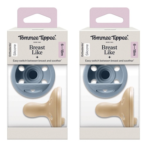 Tommee Tippee Breast-Like Soother 6-18 Months Twin Pack Bundle of 2