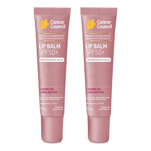 Cancer Council Lip Balm SPF50+ Watermelon Glow 15g x 6 Bundle of 2
