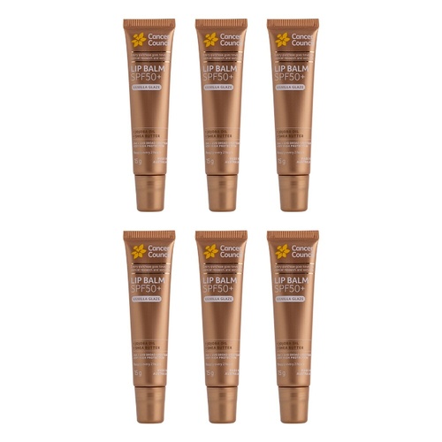 Cancer Council Lip Balm SPF50+ Vanilla Glaze 15g x 6 Bundle of 6